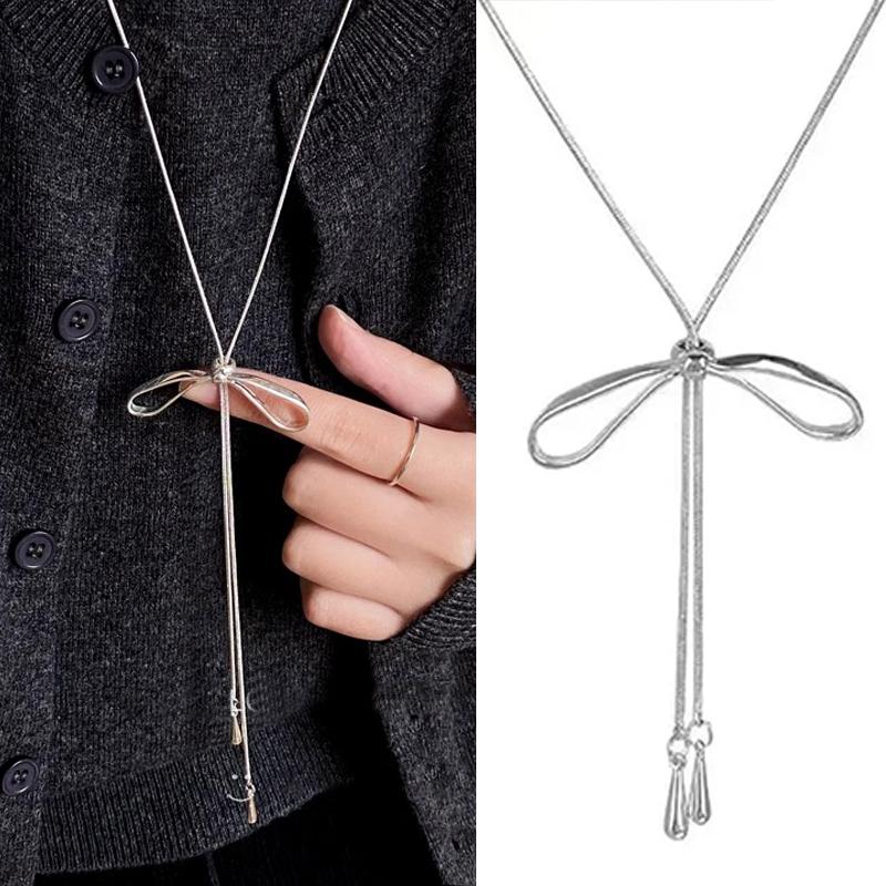 2026 Korean Bowknot Drawstring Necklace for Women Girls Fashion Metal Sliver Long Adjustable Necklace Jewelry Accessories Gift
2026 Korean Bowknot Drawstring Necklace for Women Girls Fashion Metal Sliver Long Adjustable Necklace Jewelry Accessories Gift