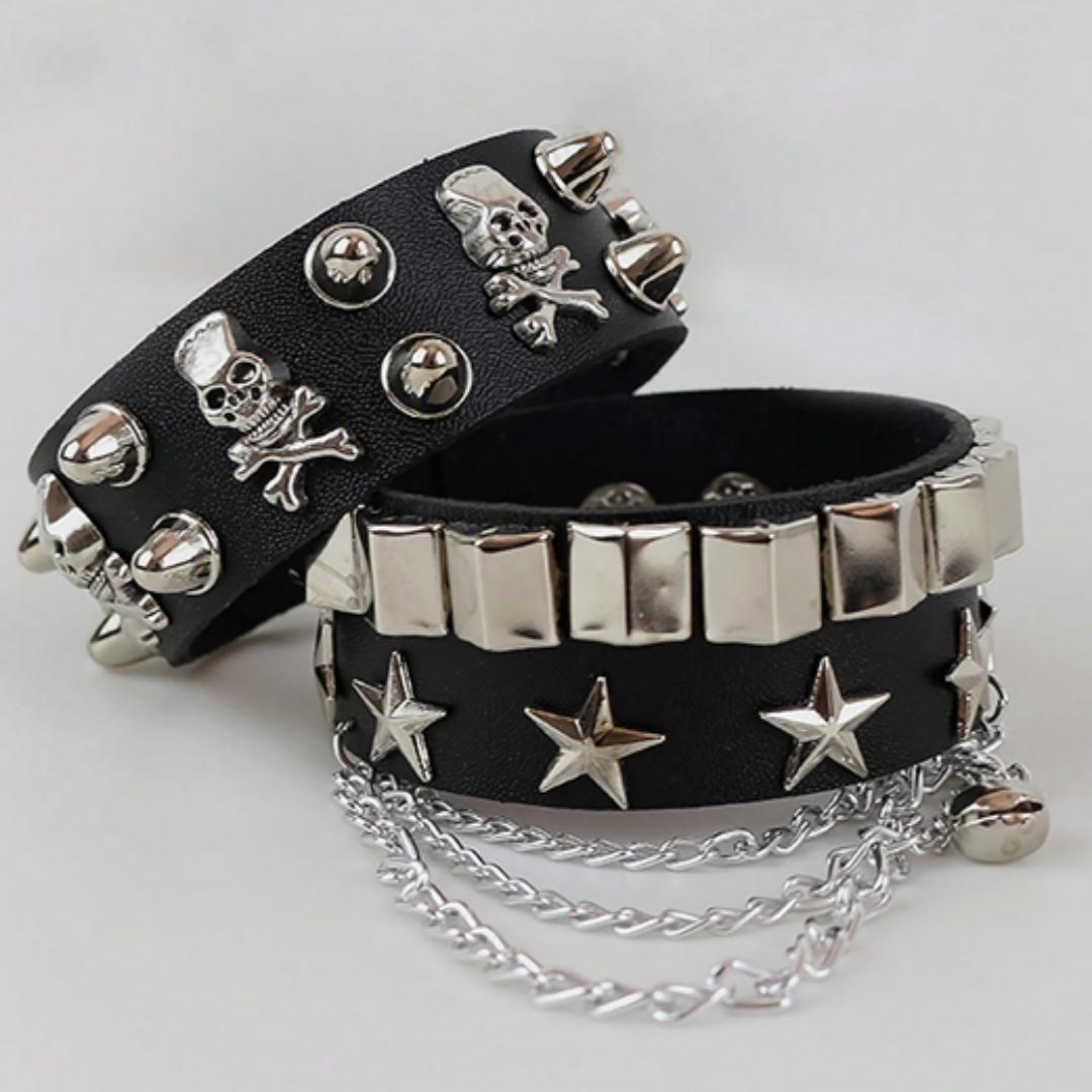 Vintage Leather Bracelets Punk Row Cuspidal Spikes Rivet Stud Wide Cuff PU Leather Punk Gothic Rock Unisex goth accessories
Vintage Leather Bracelets Punk Row Cuspidal Spikes Rivet Stud Wide Cuff PU Leather Punk Gothic Rock Unisex goth accessories