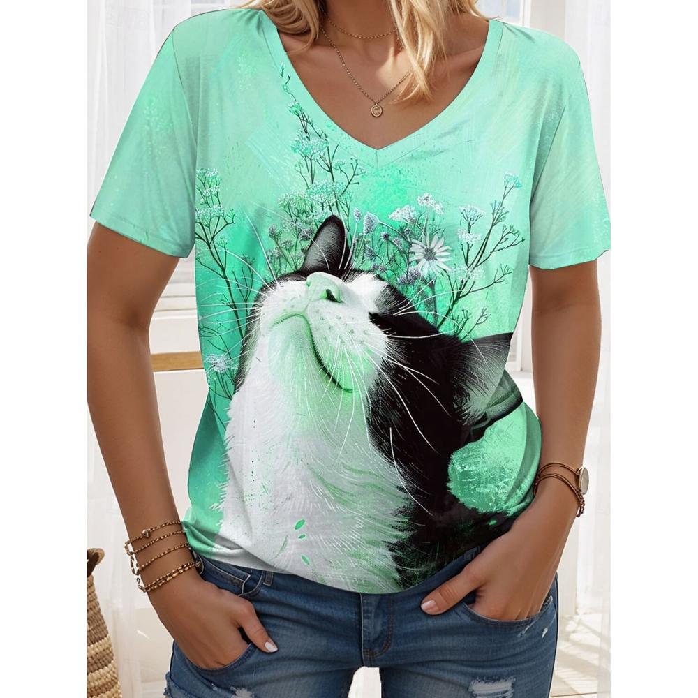 Women s T Shirt Graphic Animal Cat Vintage Stylish Classic Multiple Colors Short Sleeve V Neck Regular Tops Daily Print Summer XL
Women s T Shirt Graphic Animal Cat Vintage Stylish Classic Multiple Colors Short Sleeve V Neck Regular Tops Daily Print Summer XL