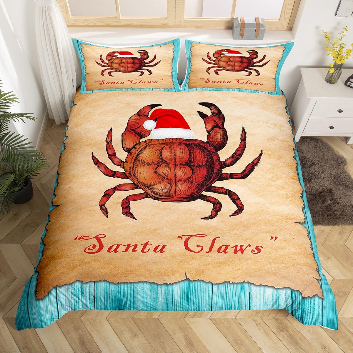 Cute Crab Duvet Cover Set King Size,Vintage Ocean Animals Bedding Set 3Pcs Happy Christmas Theme Comforter Cover for Girls Boys EU Single(135x200cm)
Cute Crab Duvet Cover Set King Size,Vintage Ocean Animals Bedding Set 3Pcs Happy Christmas Theme Comforter Cover for Girls Boys EU Single(135x200cm)
