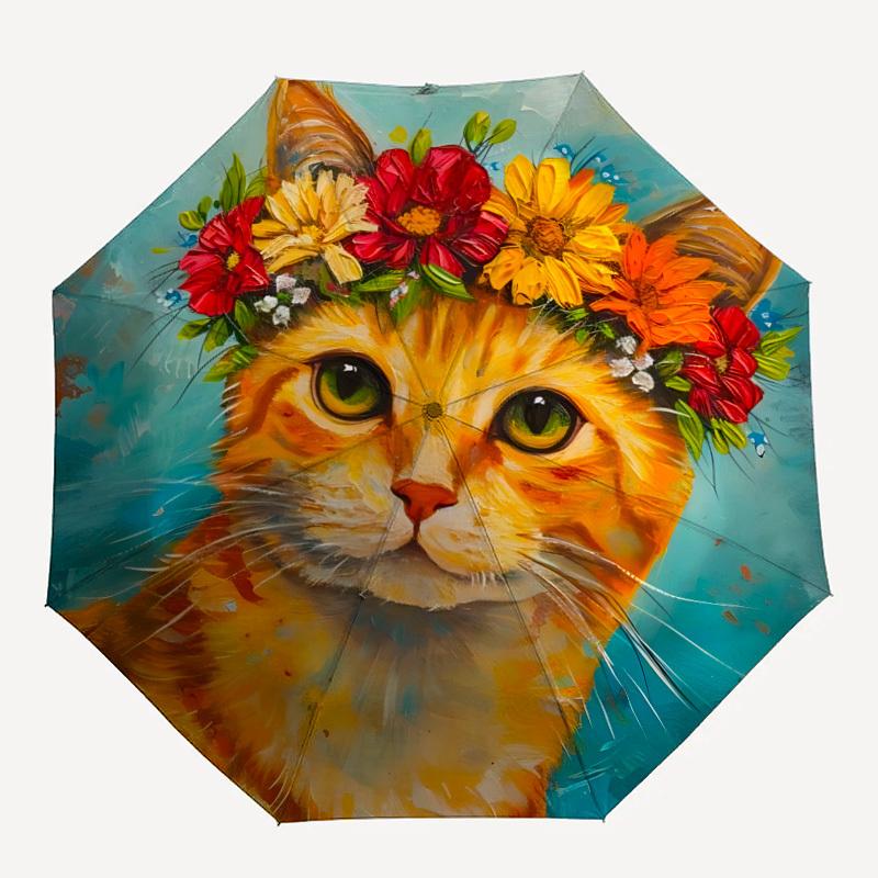 1pc Flower Crown Cat Automatic Folding Umbrella - 8-Rib Compact Travel Umbrella Durable & Portable for Outdoor Use, Perfect Gift for Birthdays082
1pc Flower Crown Cat Automatic Folding Umbrella - 8-Rib Compact Travel Umbrella Durable & Portable for Outdoor Use, Perfect Gift for Birthdays082