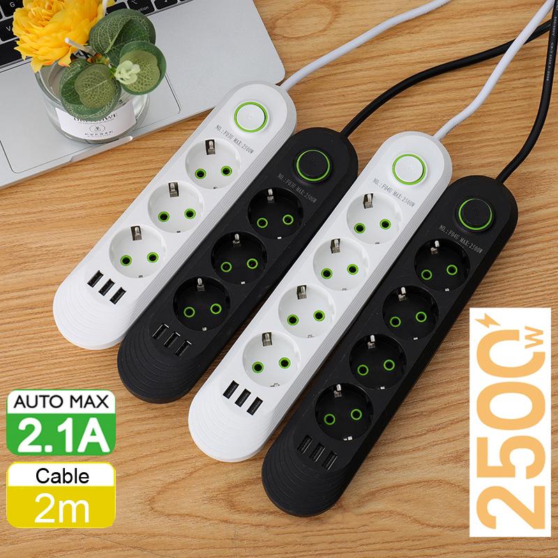 EU Plug Power Strip with 3 USB Ports Extension Cord Socket Network Filter Round Pin AC Outlet 2500W Electrical Charge Adapter 3-3USB-white
EU Plug Power Strip with 3 USB Ports Extension Cord Socket Network Filter Round Pin AC Outlet 2500W Electrical Charge Adapter 3-3USB-white