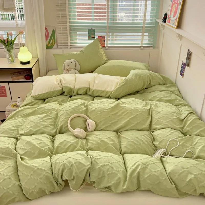 seersucker bed sheet four-piece set washed cotton skin-friendly and comfortable rhombus quilt cover solid color quilt cover 1.2m sheet 3pcs
seersucker bed sheet four-piece set washed cotton skin-friendly and comfortable rhombus quilt cover solid color quilt cover 1.2m sheet 3pcs