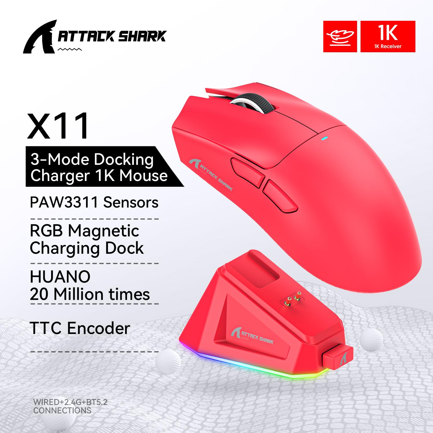 Attack Shark X11 Wireless Mouse,Tri-Mode Connection 2.4GHz/Wired/Bluetooth PAW3311 22000DPI 400IPS RGB PC Gaming Mouse червоний
Attack Shark X11 Wireless Mouse,Tri-Mode Connection 2.4GHz/Wired/Bluetooth PAW3311 22000DPI 400IPS RGB PC Gaming Mouse червоний