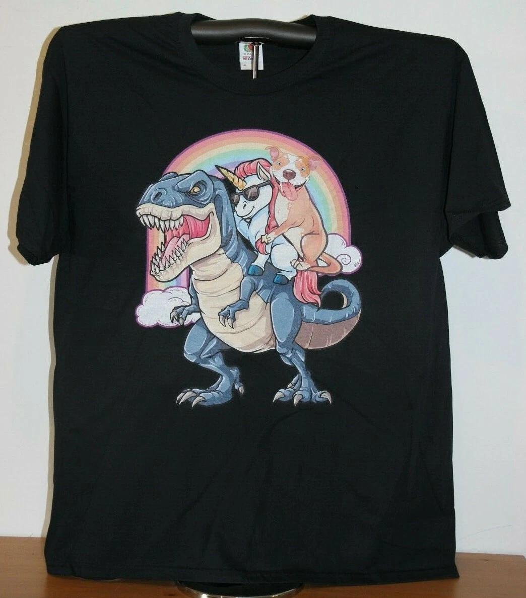 Dog riding a Unicorn, riding a Dinosaur with Rainbow T-Shirt X-Large on Black 2XL
Dog riding a Unicorn, riding a Dinosaur with Rainbow T-Shirt X-Large on Black 2XL