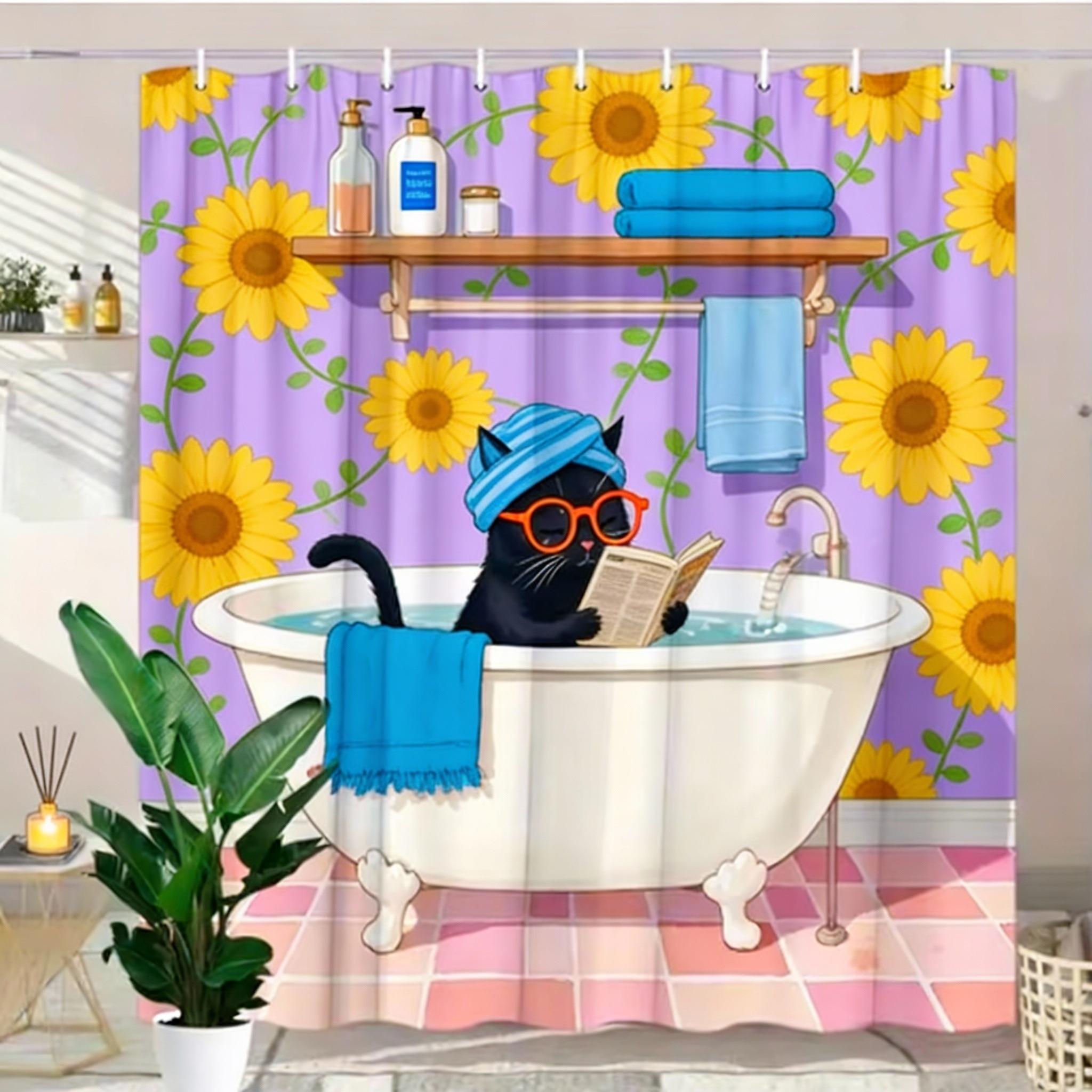Adorable Cat In Bathtub Shower Curtain - Water-Resistant Fabric For Bathroom - Ideal For Whimsical And Pet Lovers W60H190(CM)-1 Pcs
Adorable Cat In Bathtub Shower Curtain - Water-Resistant Fabric For Bathroom - Ideal For Whimsical And Pet Lovers W60H190(CM)-1 Pcs