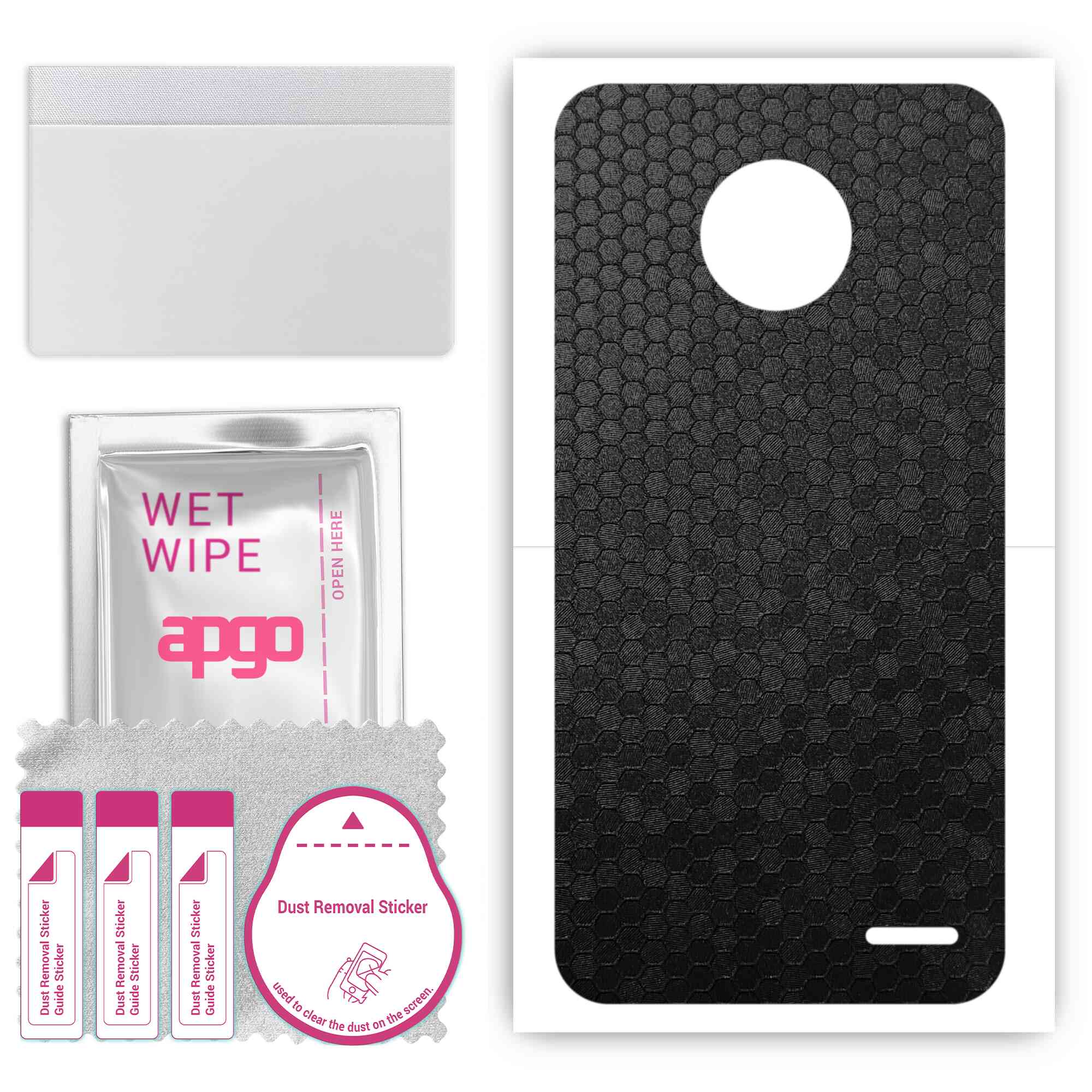 apgo Protective Skin Sticker for the back compatible with Motorola Moto E4, Wrap Film, Foil, Vinyl - Pattern Black Honeycomb
apgo Protective Skin Sticker for the back compatible with Motorola Moto E4, Wrap Film, Foil, Vinyl - Pattern Black Honeycomb