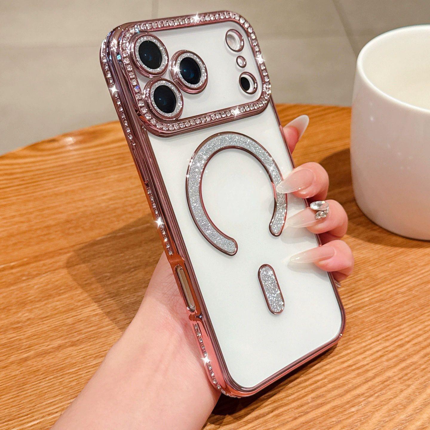 Compatible with iPhone 17 Pro: Diamond Magnetic Plating Transparent Case with Glitter Lens Film Protective Cover iPhone 17
Compatible with iPhone 17 Pro: Diamond Magnetic Plating Transparent Case with Glitter Lens Film Protective Cover iPhone 17