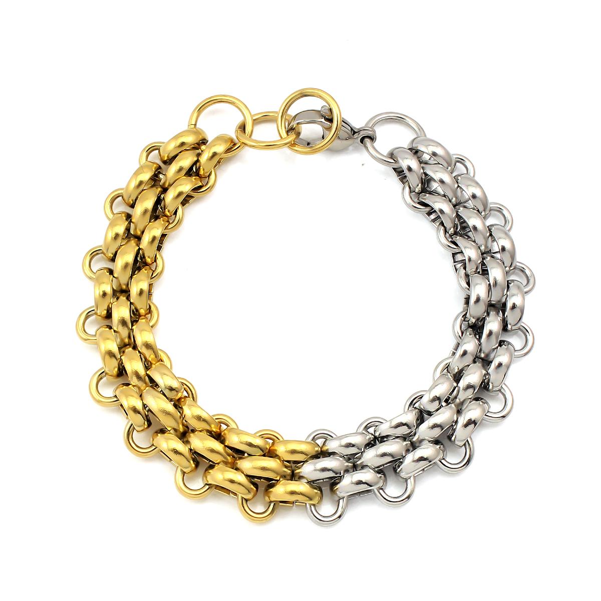 Punk Jewelry Two Tone 18k Gold and White Gold Tarnish Free Stainless Steel Chunky Curb Cuban Link Necklace Bracelet Inoxidable
Punk Jewelry Two Tone 18k Gold and White Gold Tarnish Free Stainless Steel Chunky Curb Cuban Link Necklace Bracelet Inoxidable