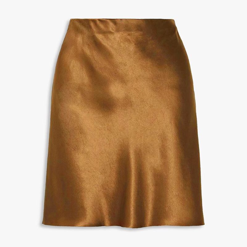 Fashion Style New Satin Elastic Waist Skirt Pure Color A- line Skirt Solid Color Satin Skirt Gold S
Fashion Style New Satin Elastic Waist Skirt Pure Color A- line Skirt Solid Color Satin Skirt Gold S