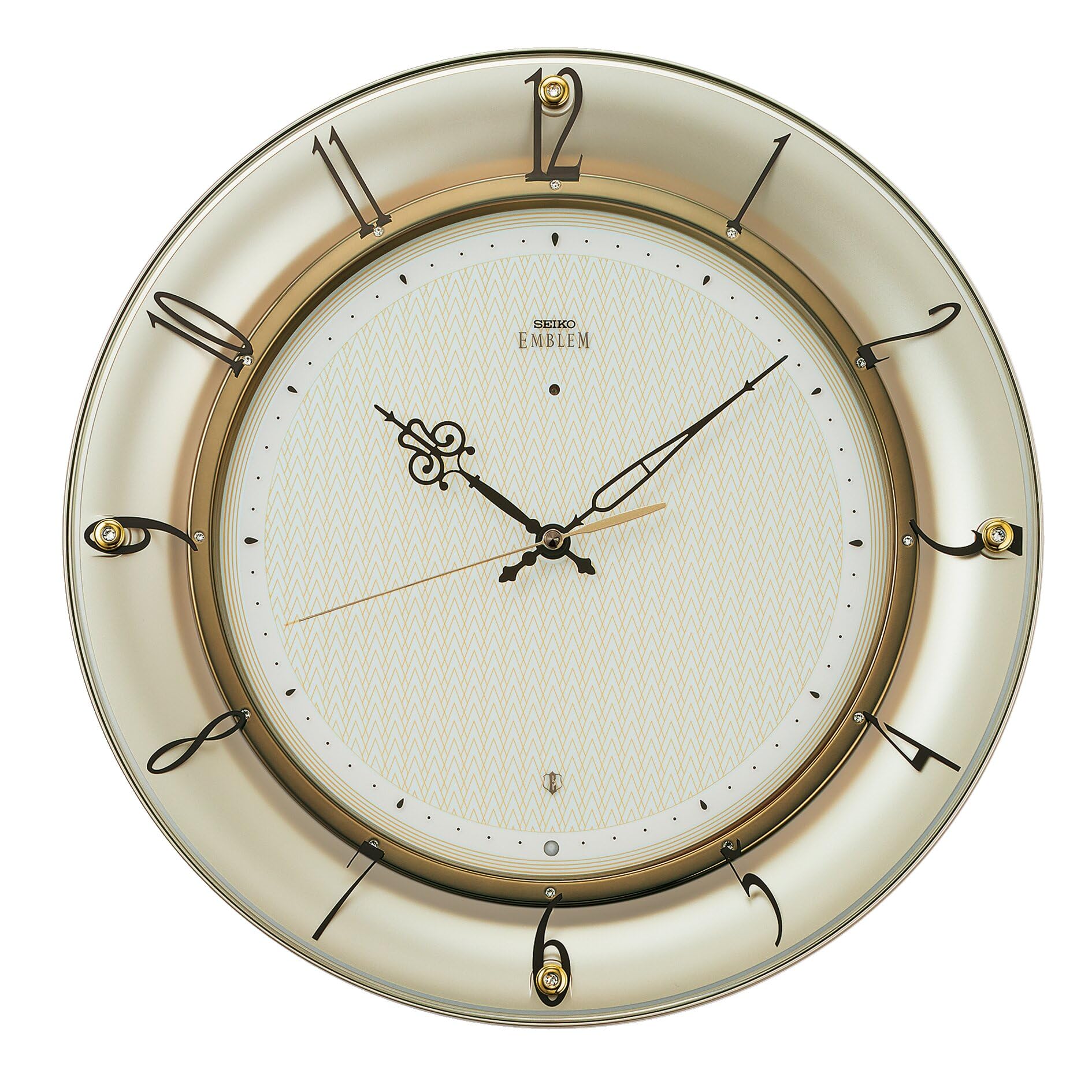 SEIKO EMBLEM wall clock thin gold pearl diameter 330 x 46mm radio analog HS561G
SEIKO EMBLEM wall clock thin gold pearl diameter 330 x 46mm radio analog HS561G