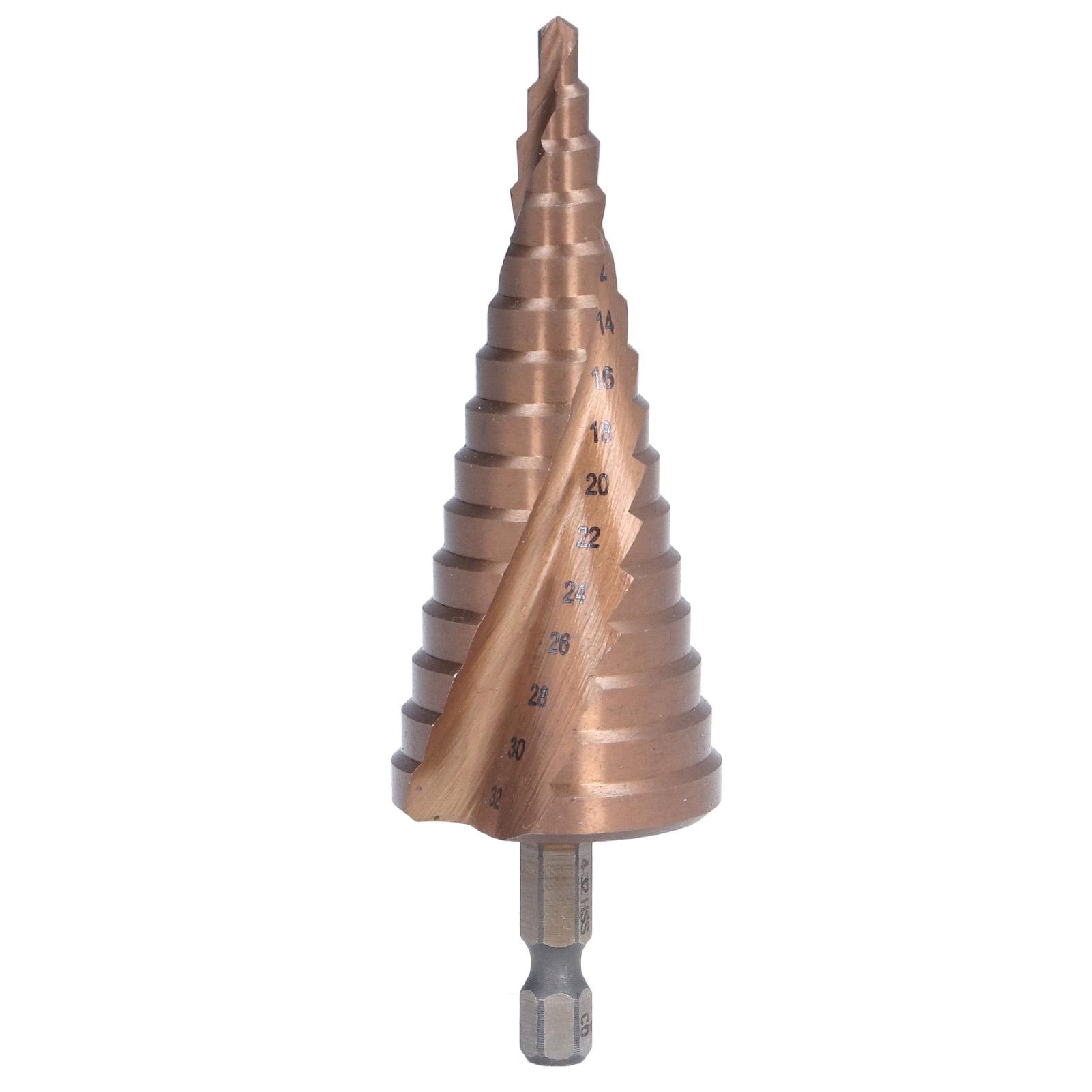 Step Drill Bit 2 Spiral Groove Pagoda Hole Reamer HSS Cobalt Drilling Counterbore 432mm M35
Step Drill Bit 2 Spiral Groove Pagoda Hole Reamer HSS Cobalt Drilling Counterbore 432mm M35