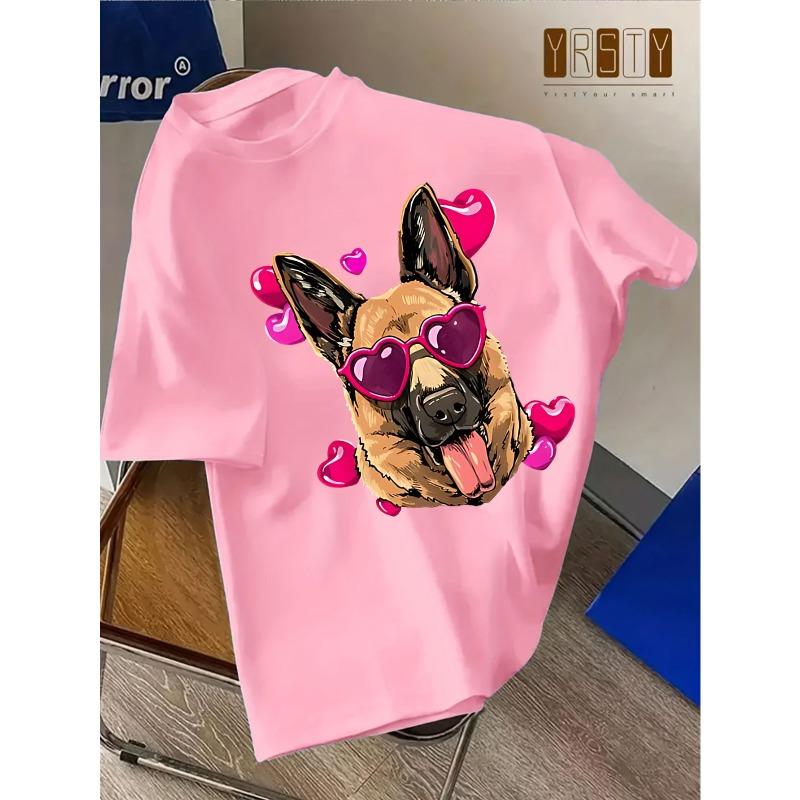 European sizes T-shirt Featuring a German Shepherd Wearing Heart-shaped Fashion Glasses, Surrounded by Pink Hearts. Fashionable and Cute Design, 98cm розовый
European sizes T-shirt Featuring a German Shepherd Wearing Heart-shaped Fashion Glasses, Surrounded by Pink Hearts. Fashionable and Cute Design, 98cm розовый