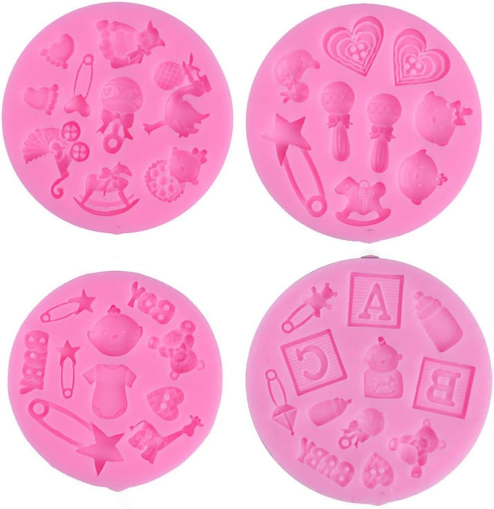 4 шт./компл. 3D силиконовые формы для помадки детский душ тема украшения торта инструменты для выпечки для сахара ремесло шоколадный лед розовый
