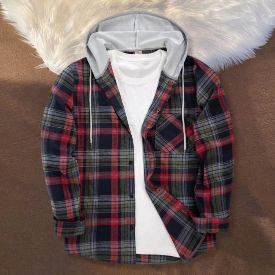 Весна-осень Мужская рубашка в клетку с капюшоном, однобортная, свободная, с длинными рукавами, нагрудным карманом на шнурке, средней длины, повседневная рабочая одежда, пальто
Весна-осень Мужская рубашка в клетку с капюшоном, однобортная, свободная, с длинными рукавами, нагрудным карманом на шнурке, средней длины, повседневная рабочая одежда, пальто