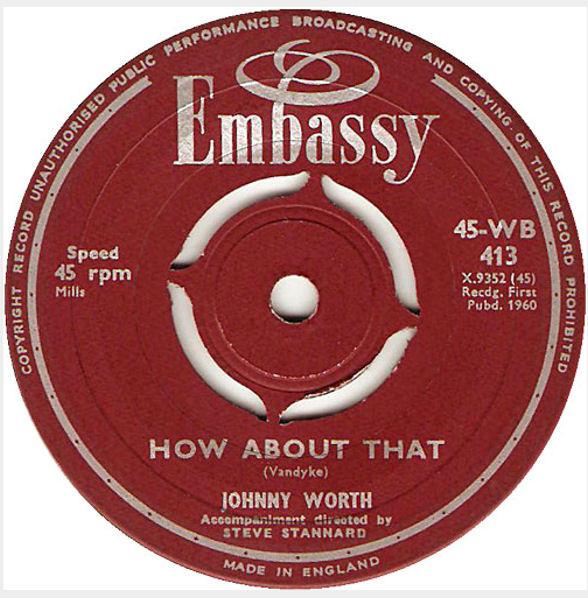 7-дюймовая пластинка JOHNNY WORTH How About That 45WB413 Embassy 1960 UK Поп Б/у
7-дюймовая пластинка JOHNNY WORTH How About That 45WB413 Embassy 1960 UK Поп Б/у