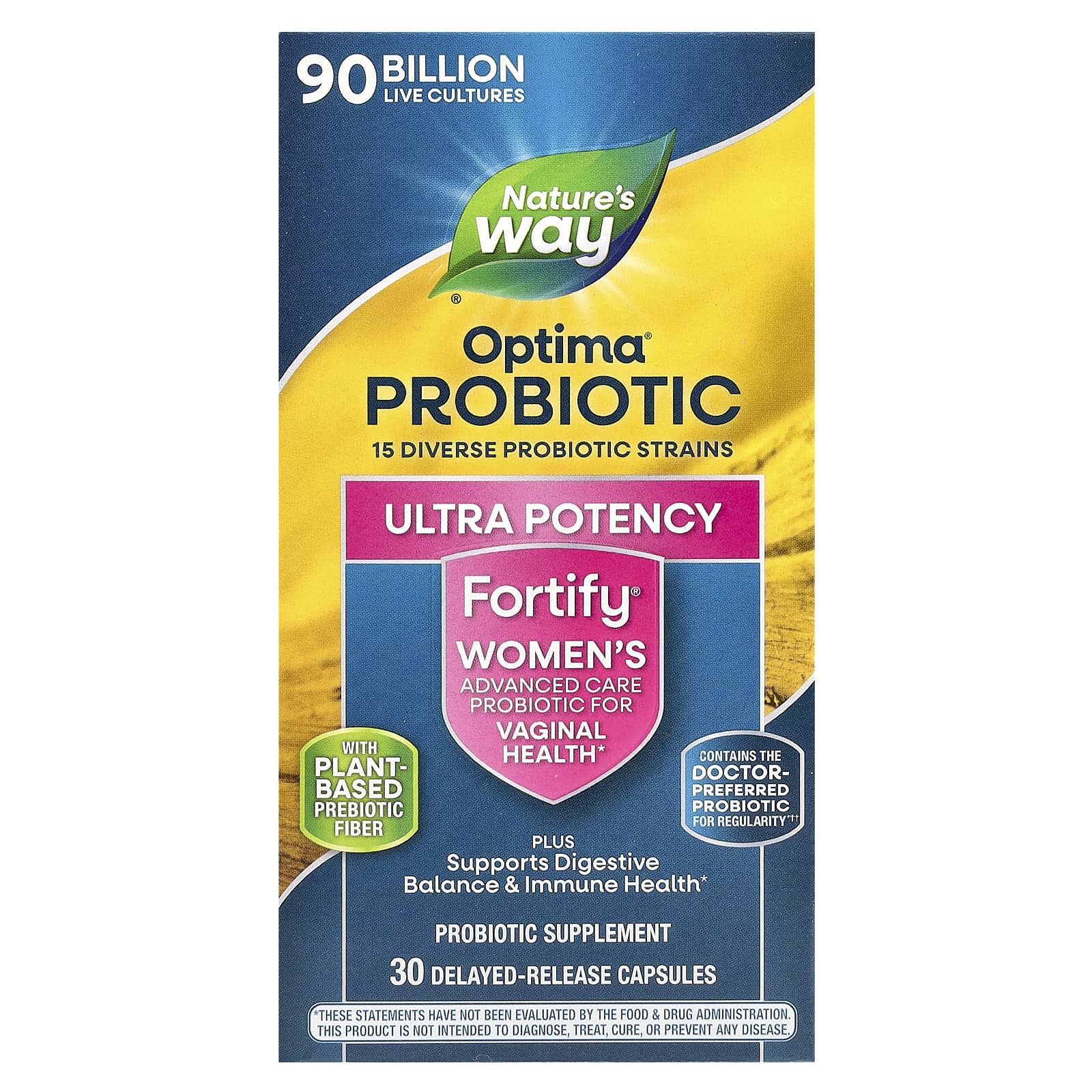 Nature S Way, Fortify Optima, Women s Probiotic + Prebiotic, Advanced Care, 90 Billion, 30 Delayed Release Capsules
Nature S Way, Fortify Optima, Women s Probiotic + Prebiotic, Advanced Care, 90 Billion, 30 Delayed Release Capsules
