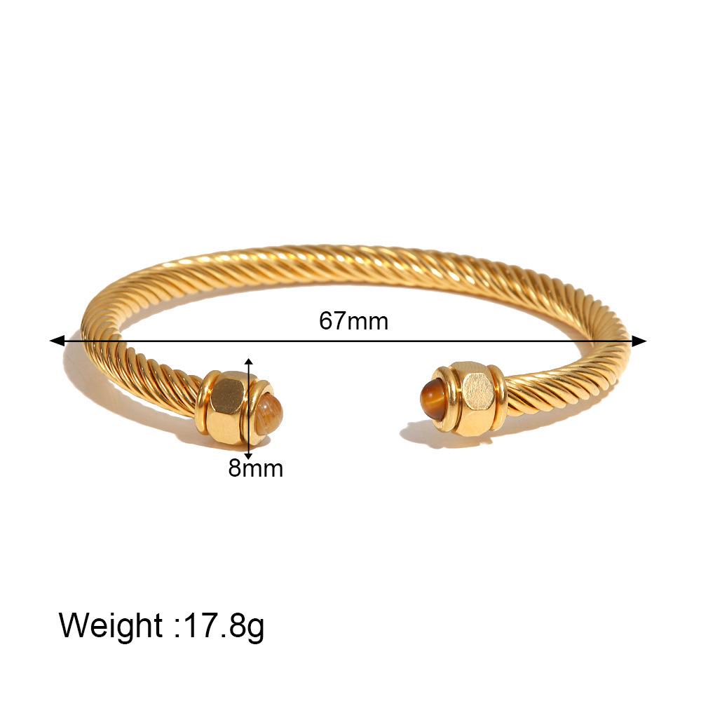 18K Gold Tiger Eye Turquoise Threaded Open Bracelet for Women
18K Gold Tiger Eye Turquoise Threaded Open Bracelet for Women