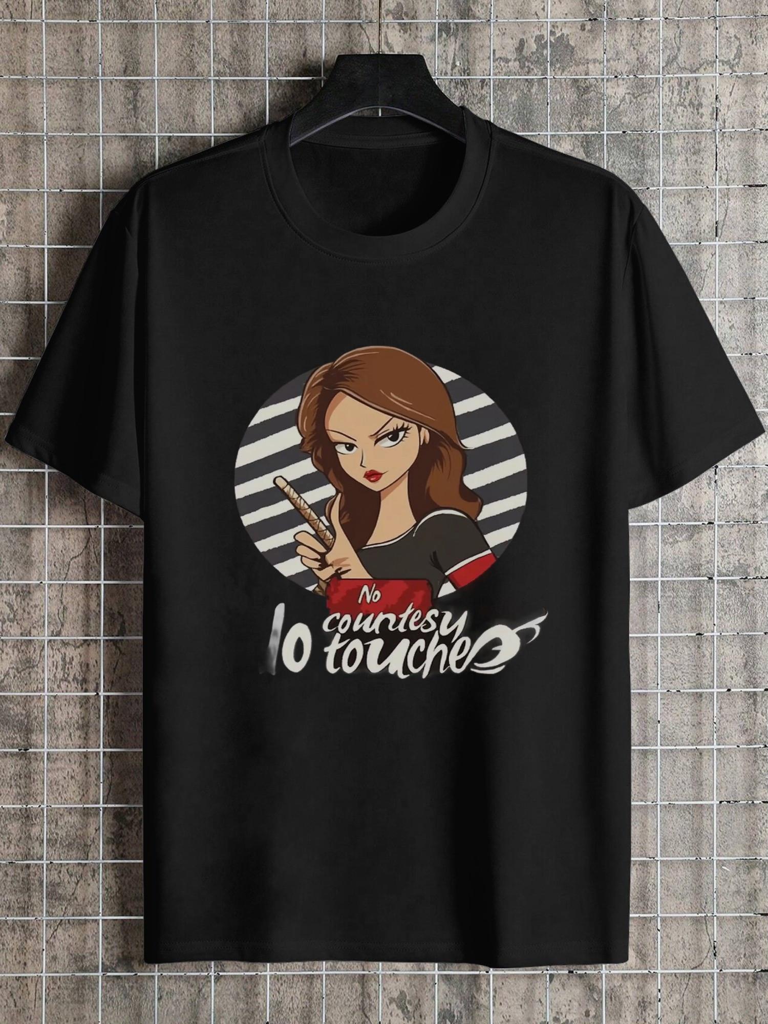 1pc Casual Graphic T-shirt - 180g Cotton Crew Neck Short Sleeve with Bold Don t Touch Text & Striped Circle Design S
1pc Casual Graphic T-shirt - 180g Cotton Crew Neck Short Sleeve with Bold Don t Touch Text & Striped Circle Design S