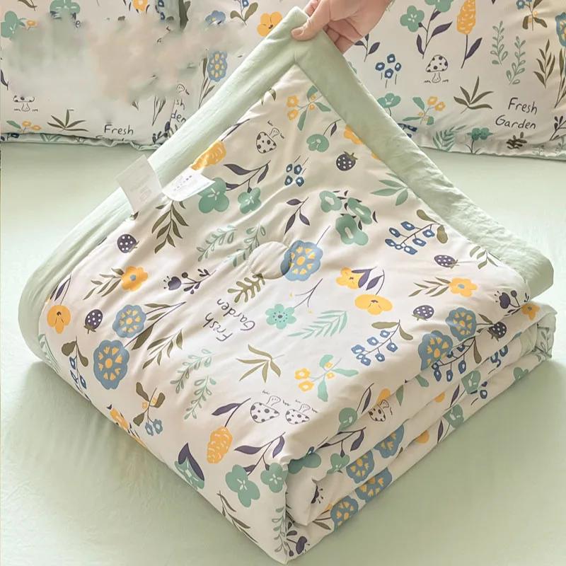 Модное одеяло с цветочным принтом, прохладное для лета, легкое, приятное к коже, кондиционерное одеяло, односпальное, двуспальное, домашний декор, стеганое одеяло 180x200cm