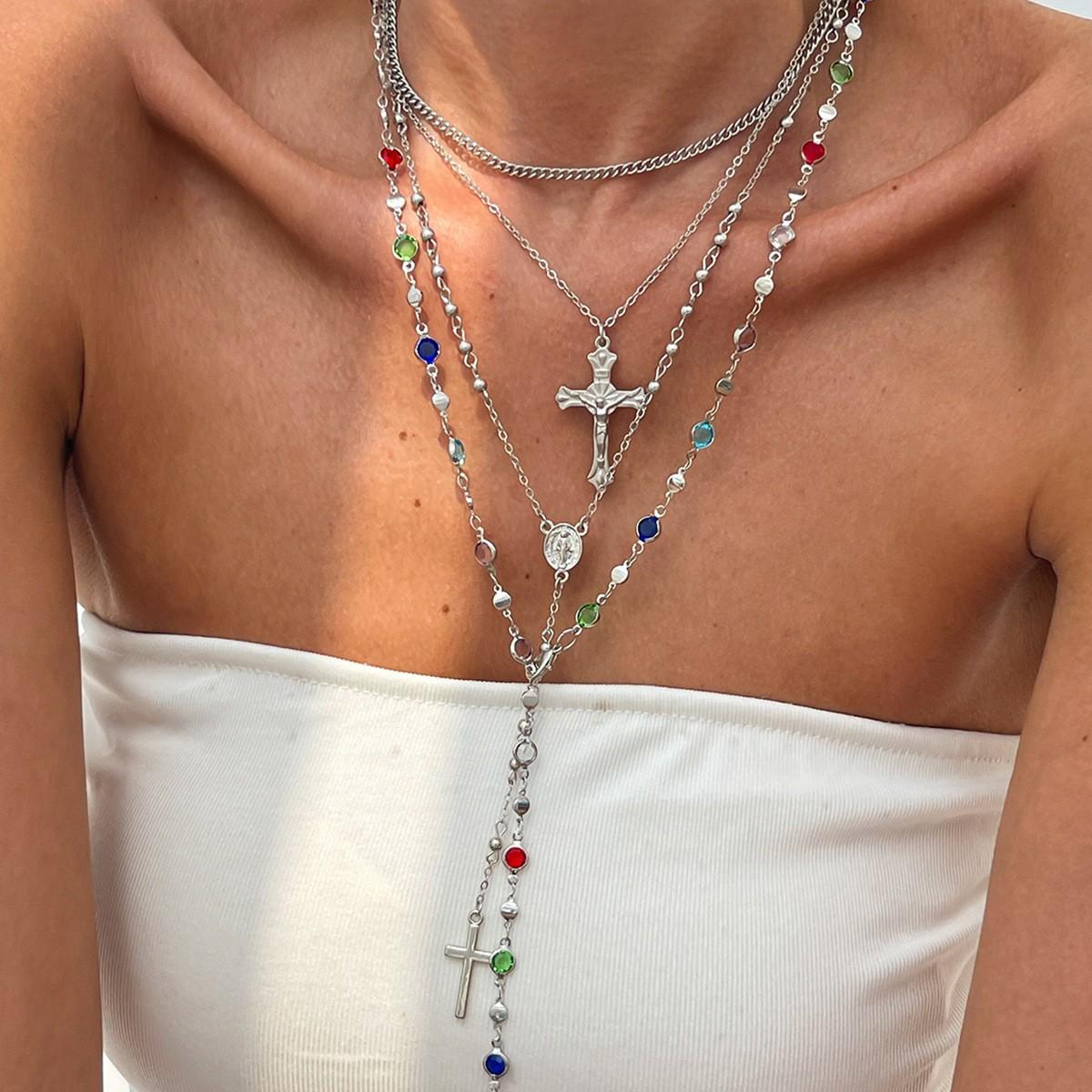 4Pcs/Set Cross Colorful Crystal Necklaces For Women Simple Gold Silver Color Y-Shaped Pendant Necklace Set New Christian Jewelry
4Pcs/Set Cross Colorful Crystal Necklaces For Women Simple Gold Silver Color Y-Shaped Pendant Necklace Set New Christian Jewelry