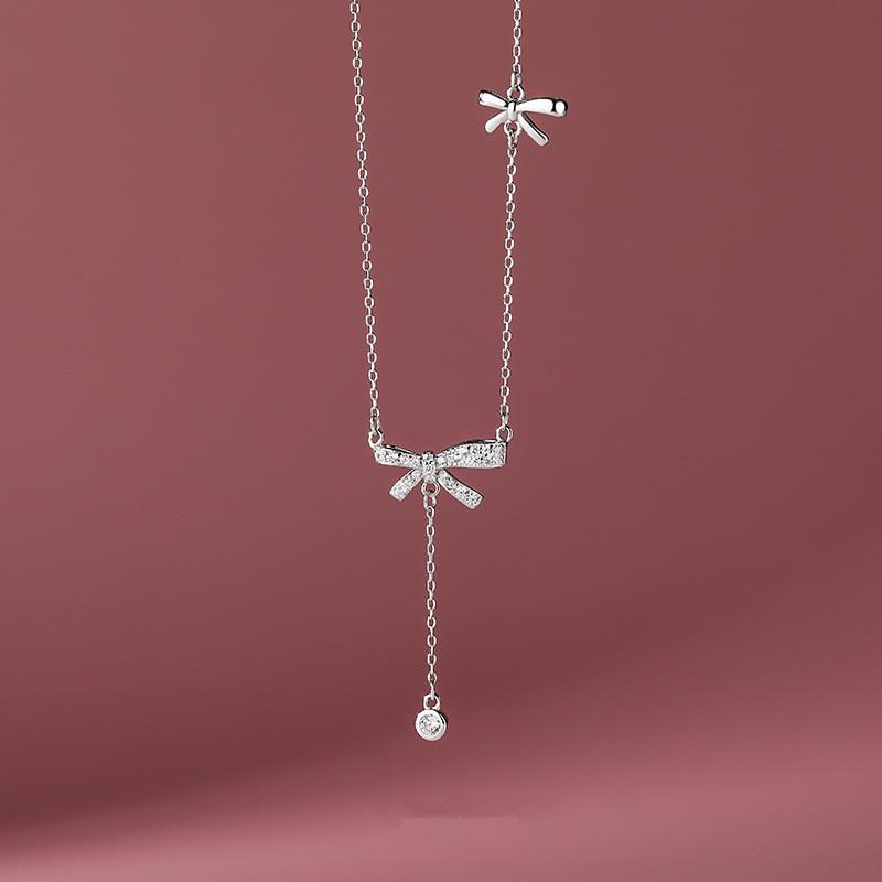 925 sterling silver Inlaid Zircon Bow Necklace for Women Elegant Sweet Clavicle Chain All-match Jewelry Gift 45cm серебряный
925 sterling silver Inlaid Zircon Bow Necklace for Women Elegant Sweet Clavicle Chain All-match Jewelry Gift 45cm серебряный