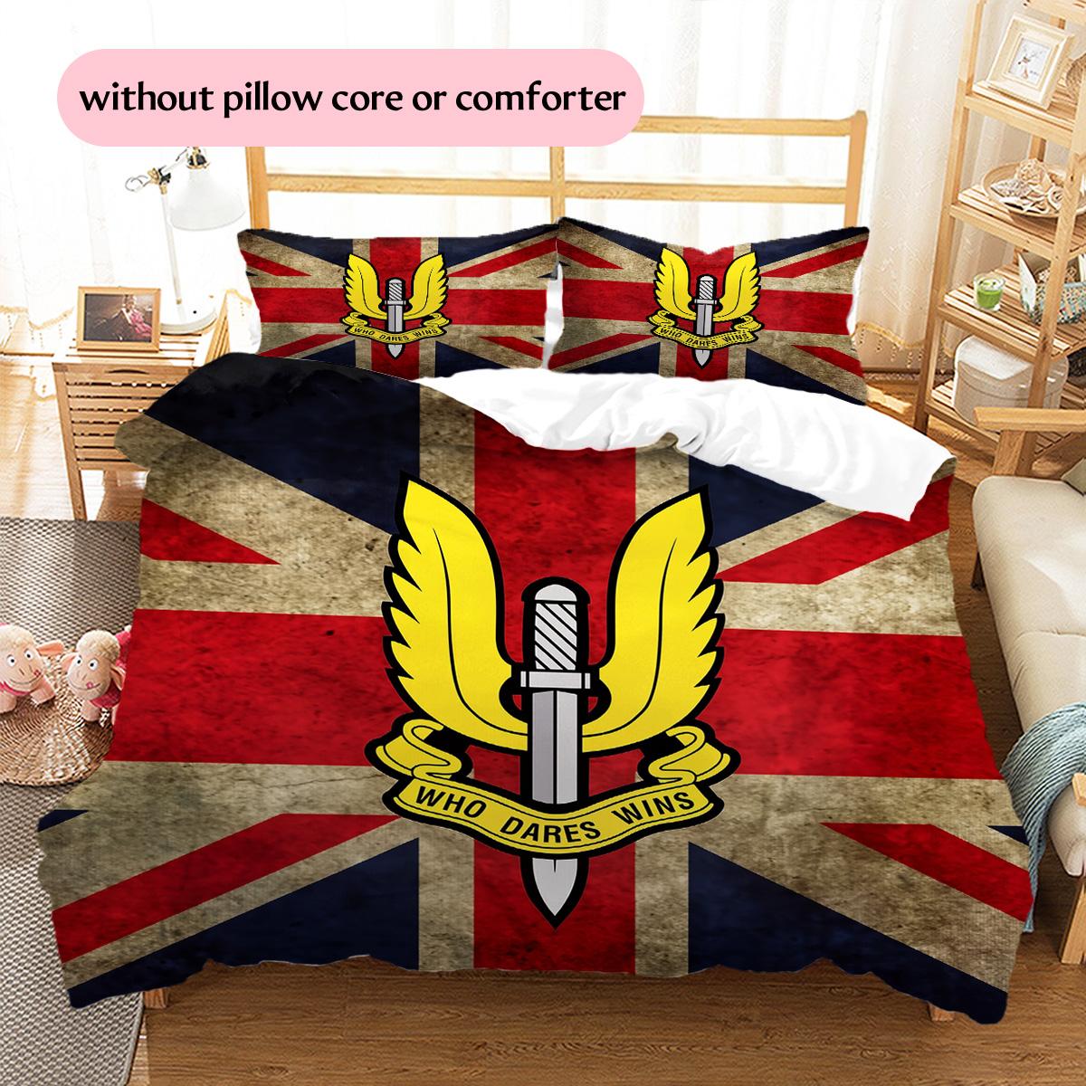 British Special Air Service (SAS) Pattern Bedding Quilt Set Home Decoration Gift (1 * duvet cover + 2 * pillowcase without core) 135x200cm
British Special Air Service (SAS) Pattern Bedding Quilt Set Home Decoration Gift (1 * duvet cover + 2 * pillowcase without core) 135x200cm
