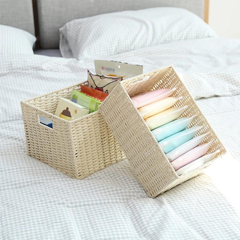 Solid Color Woven Storage Basket Sundries Storage Box Snack Toy Organizer Wardrobe Closet Storage Baskets Home Organization
Solid Color Woven Storage Basket Sundries Storage Box Snack Toy Organizer Wardrobe Closet Storage Baskets Home Organization