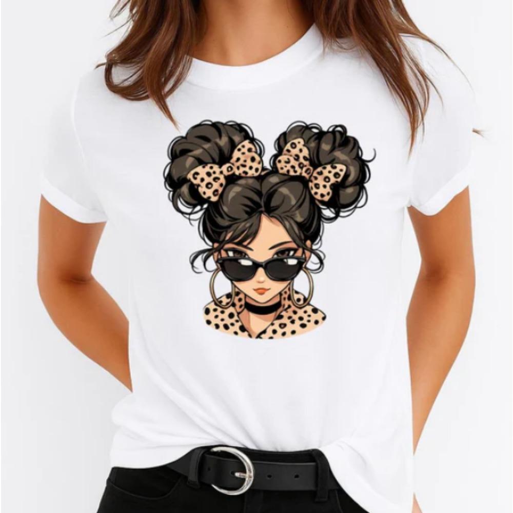 Leopard Print Bun Girl T-Shirt Casual Tee Trendy Mom Life Romantic Streetwear Tops S
Leopard Print Bun Girl T-Shirt Casual Tee Trendy Mom Life Romantic Streetwear Tops S