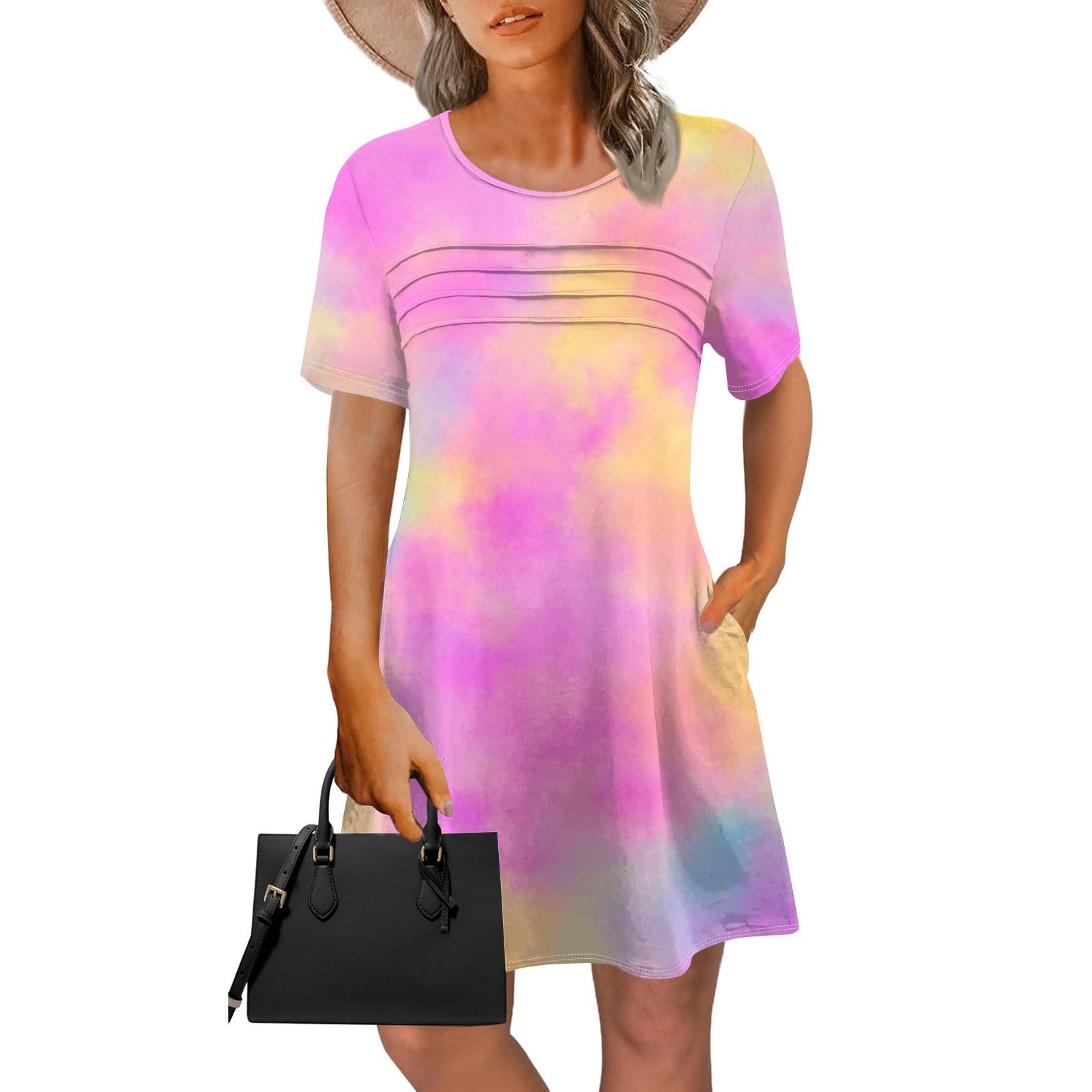 Women s Summer Gradient, Tie-dye Print Dress Short-sleeved Round Tie Pocket Casual Dress XL рожевий
Women s Summer Gradient, Tie-dye Print Dress Short-sleeved Round Tie Pocket Casual Dress XL рожевий