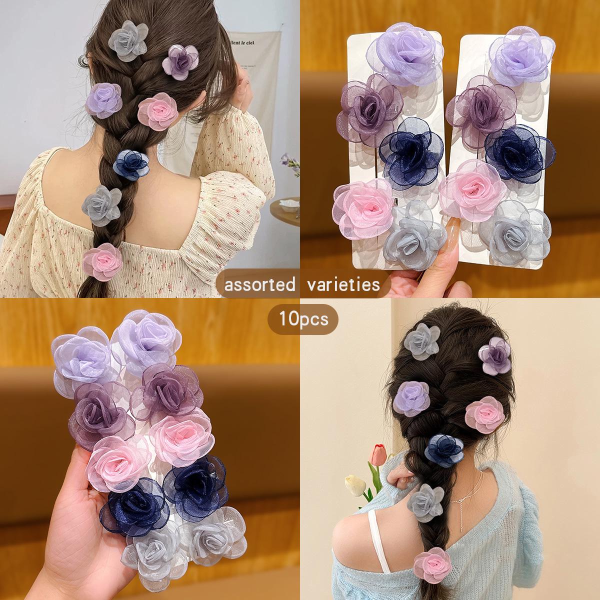 10 colorful random rose hair clips, sweet and stylish hair accessories for daily use
10 colorful random rose hair clips, sweet and stylish hair accessories for daily use