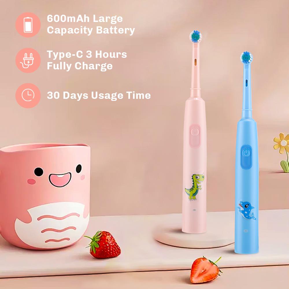 Rechargeable Smart Toothbrush for Children Cleaning Whitening Massage Cartoon Toothbrush 3 Modes Head Round Rotating Toothbrush
Rechargeable Smart Toothbrush for Children Cleaning Whitening Massage Cartoon Toothbrush 3 Modes Head Round Rotating Toothbrush