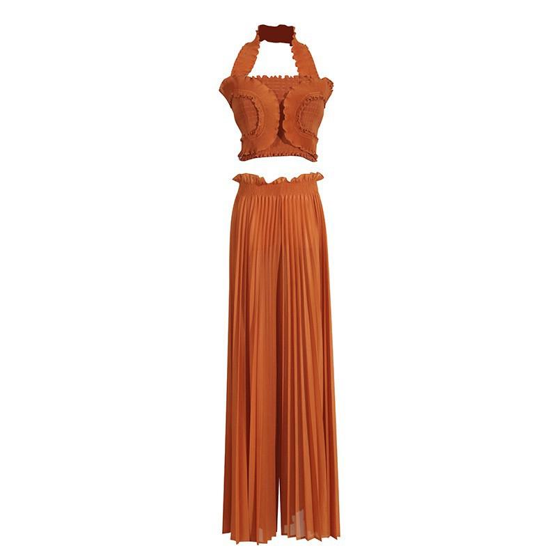 Fashionable Sexy Pleated Suit Women s Neck Ruffled Top With High-waisted Wide-leg Pants one size помаранчевий
Fashionable Sexy Pleated Suit Women s Neck Ruffled Top With High-waisted Wide-leg Pants one size помаранчевий