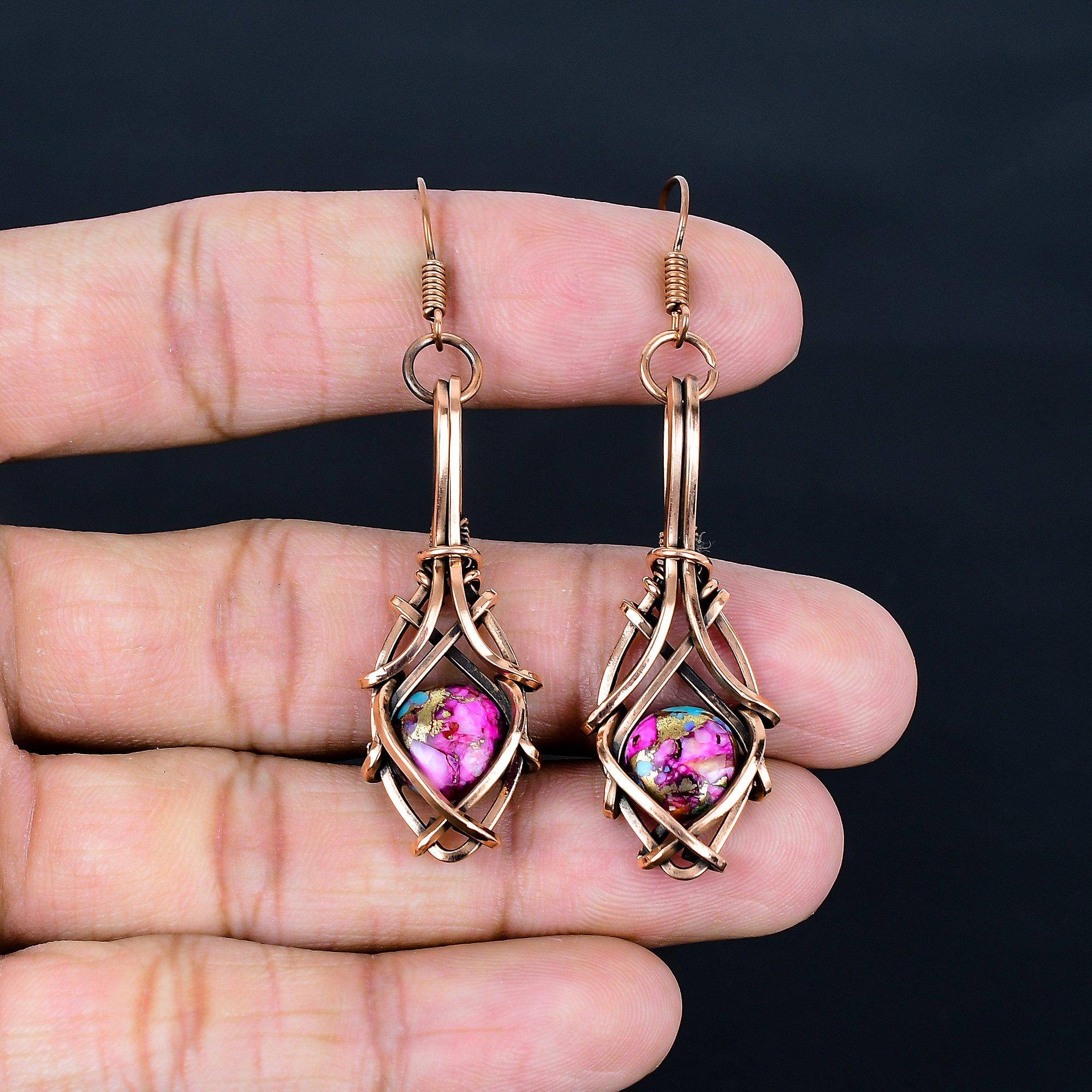 Pink Spiny Oyster 999 Copper Wire Wrapped Earrings, Handmade Gemstone Jewelry Earrings, For Memorial Day 2.55 Inches
Pink Spiny Oyster 999 Copper Wire Wrapped Earrings, Handmade Gemstone Jewelry Earrings, For Memorial Day 2.55 Inches