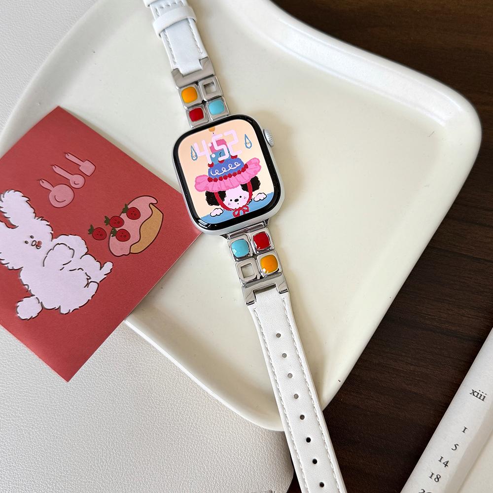 Wrist Strap for Apple Watch Series 10 9 8 7 SE 6 5 4 3 2 1 42mm 41mm 40mm 38mm Metal Eyeshadow Palette Leather Watch Band White/Silver Buckle
Wrist Strap for Apple Watch Series 10 9 8 7 SE 6 5 4 3 2 1 42mm 41mm 40mm 38mm Metal Eyeshadow Palette Leather Watch Band White/Silver Buckle