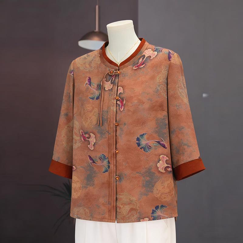 Elegant Printed Stand Collar Seven-Sleeve Shirt for Middle-Aged and Elderly Women 2XL (suggested for 100-115 jin)
Elegant Printed Stand Collar Seven-Sleeve Shirt for Middle-Aged and Elderly Women 2XL (suggested for 100-115 jin)