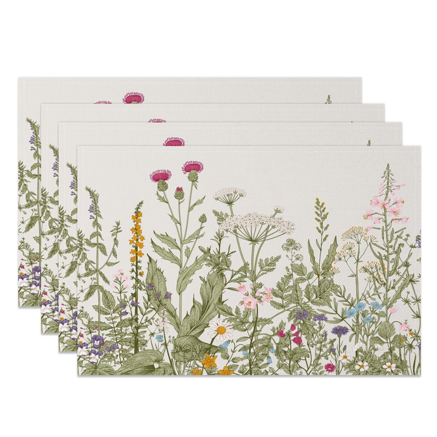 Vintage Herbs Wild Flowers Placemats Set of 6, 12x18 Inch Floral Garden Plants Linen Fabric Place Mats Seasonal Washable Summer Botanical Table Mats f 6pcs
Vintage Herbs Wild Flowers Placemats Set of 6, 12x18 Inch Floral Garden Plants Linen Fabric Place Mats Seasonal Washable Summer Botanical Table Mats f 6pcs