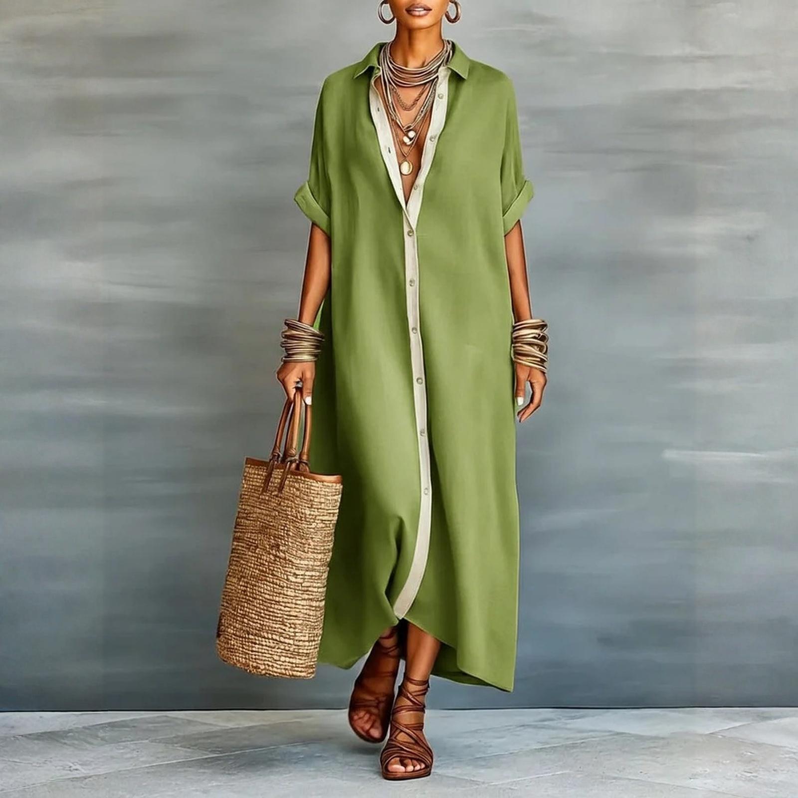 Women s Dress Casual Flowy Dresses V-neck Vocation Boho Beach Sundress M зелений
Women s Dress Casual Flowy Dresses V-neck Vocation Boho Beach Sundress M зелений