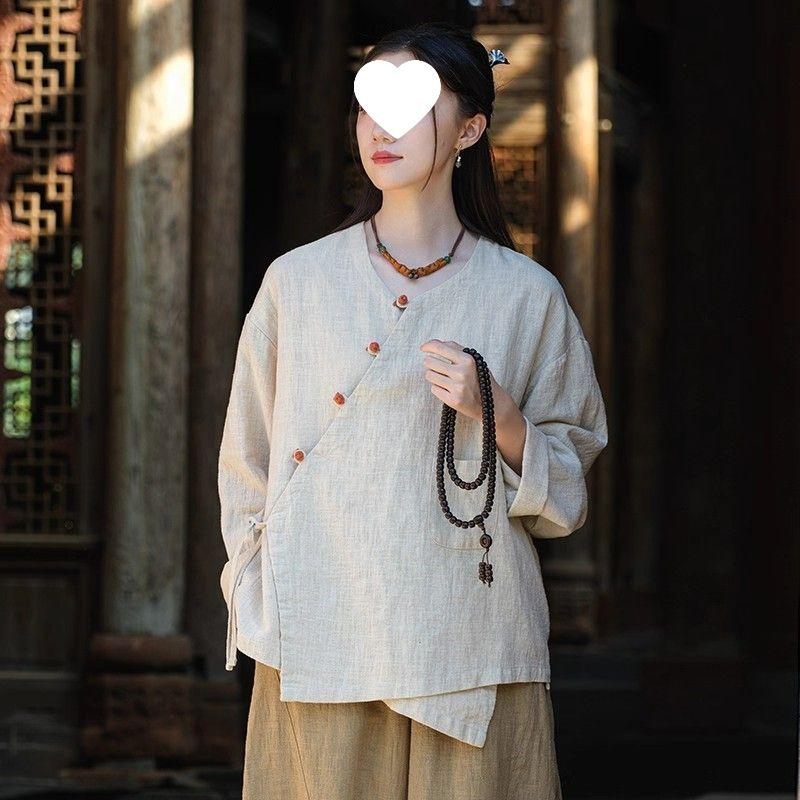 Женский кардиган в стиле ретро с застежкой на пуговицы-лягушки, из льна и кружева - Куртка в стиле дзен-чай для весны/осени M естественный/льняной
Женский кардиган в стиле ретро с застежкой на пуговицы-лягушки, из льна и кружева - Куртка в стиле дзен-чай для весны/осени M естественный/льняной