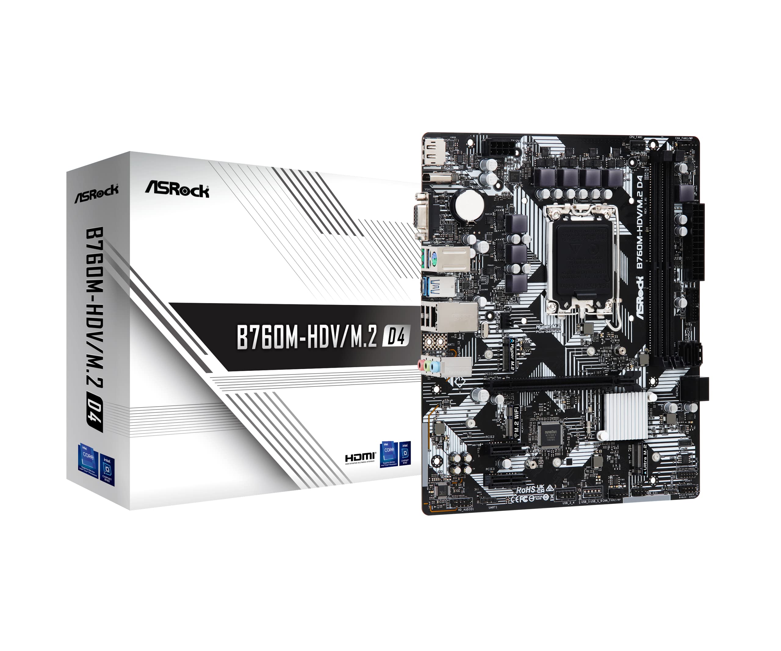 ASRock Motherboard D4 Compatible with Intel 12th and 13th Generation CPU B760 Chipset DDR4 Micro ATX Authorized Distributor B760M-HDV/M.2 (LGA1700)
ASRock Motherboard D4 Compatible with Intel 12th and 13th Generation CPU B760 Chipset DDR4 Micro ATX Authorized Distributor B760M-HDV/M.2 (LGA1700)