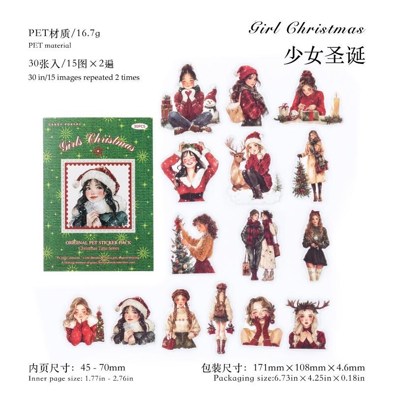 30sheets/bag Retro Christmas Theme PET Stickers Creative Decoration DIY Junk Journal Scrapbook Aesthetic Material Craft Supplies
30sheets/bag Retro Christmas Theme PET Stickers Creative Decoration DIY Junk Journal Scrapbook Aesthetic Material Craft Supplies