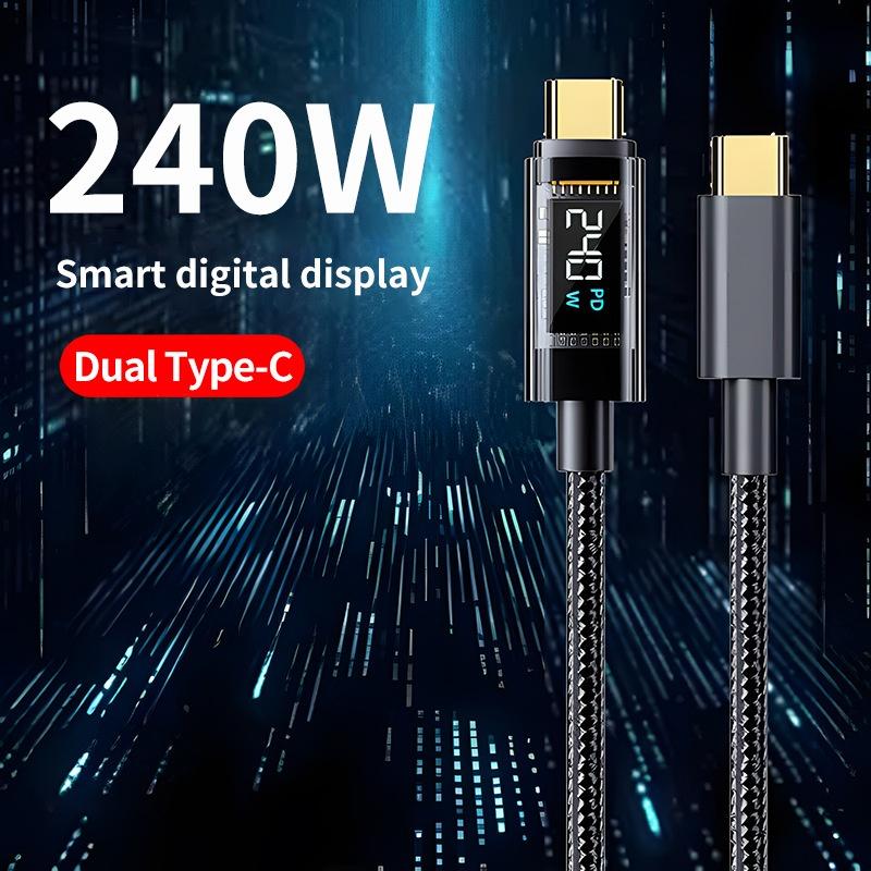 240W PD Fast Charging Type C to Type C Cable 100W Digital Display USB to Type C Cable For HUAWEI Macbook iPad 1m
240W PD Fast Charging Type C to Type C Cable 100W Digital Display USB to Type C Cable For HUAWEI Macbook iPad 1m
