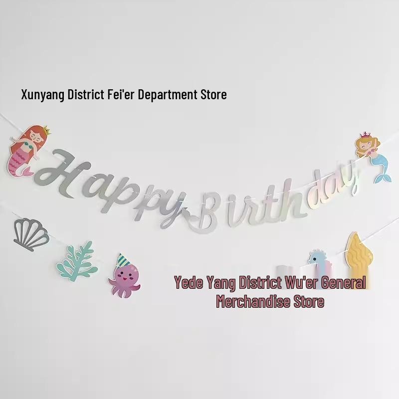 Underwater Mermaid Birthday Party Decoration Set: Pull Flags & Hanging Spirals for Girls
Underwater Mermaid Birthday Party Decoration Set: Pull Flags & Hanging Spirals for Girls