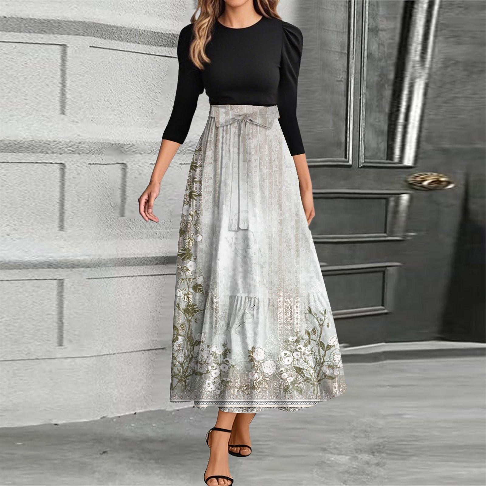 Women s Fashion Casual Belt Round Neck Floral Stitching Elegant Temperament Three-quarter Sleeve Dress M бежевий
Women s Fashion Casual Belt Round Neck Floral Stitching Elegant Temperament Three-quarter Sleeve Dress M бежевий