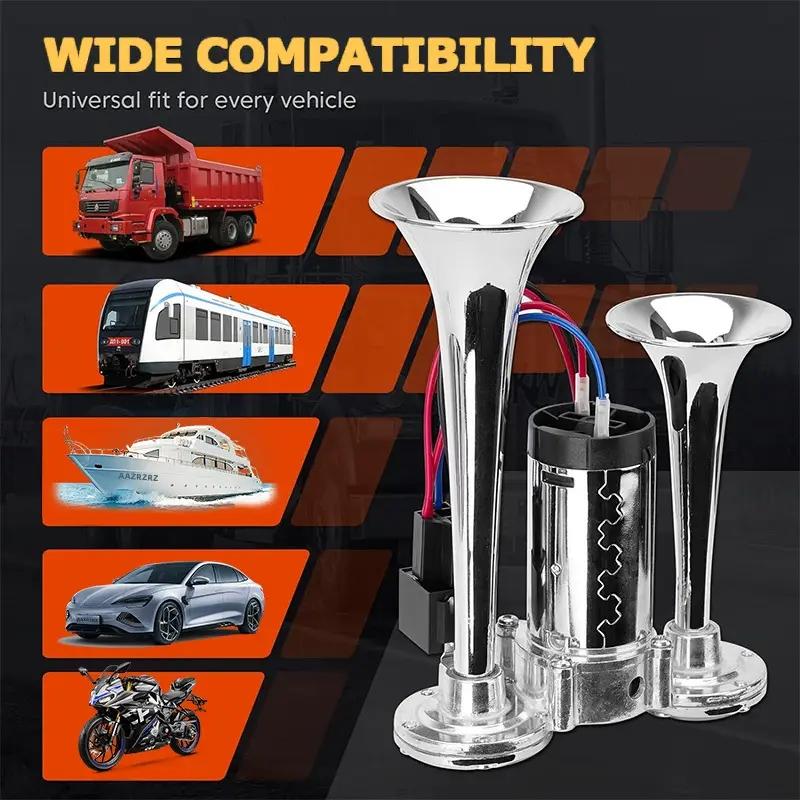 12V Horns, Chrome Zinc Single Trumpet Truck Air Horn with Compressor for Any 12V Vehicles Trucks Lorrys Trains Boats Cars 12V
12V Horns, Chrome Zinc Single Trumpet Truck Air Horn with Compressor for Any 12V Vehicles Trucks Lorrys Trains Boats Cars 12V