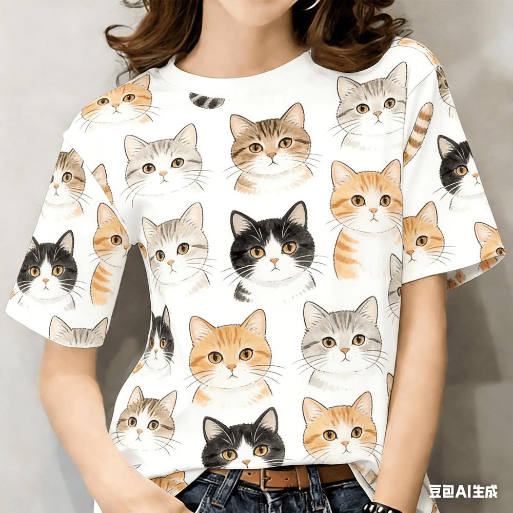 Women s Casual Printed T-shirt - Flower and Cat Pattern - Short Sleeve 5XL
Women s Casual Printed T-shirt - Flower and Cat Pattern - Short Sleeve 5XL