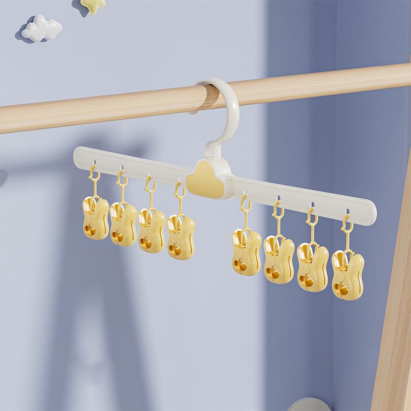Мультяшная детская вешалка для одежды, бытовая вращающаяся детская вешалка с несколькими прищепками для носков, нескользящая сушилка в форме облака