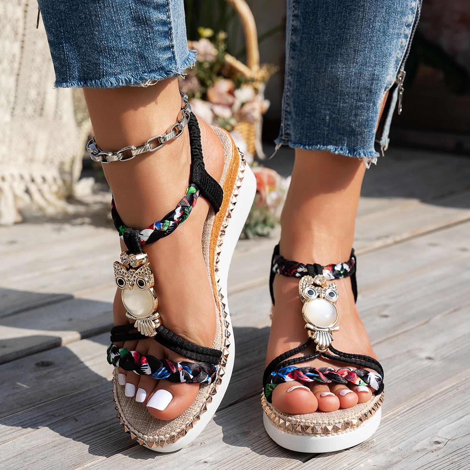 Sandals For Women Casual Summer Flat Bohemian Rhinestone Sandals For Women Fashion Wedge Heel Sandalias De Mujer Verano 2026 37 чорний
Sandals For Women Casual Summer Flat Bohemian Rhinestone Sandals For Women Fashion Wedge Heel Sandalias De Mujer Verano 2026 37 чорний
