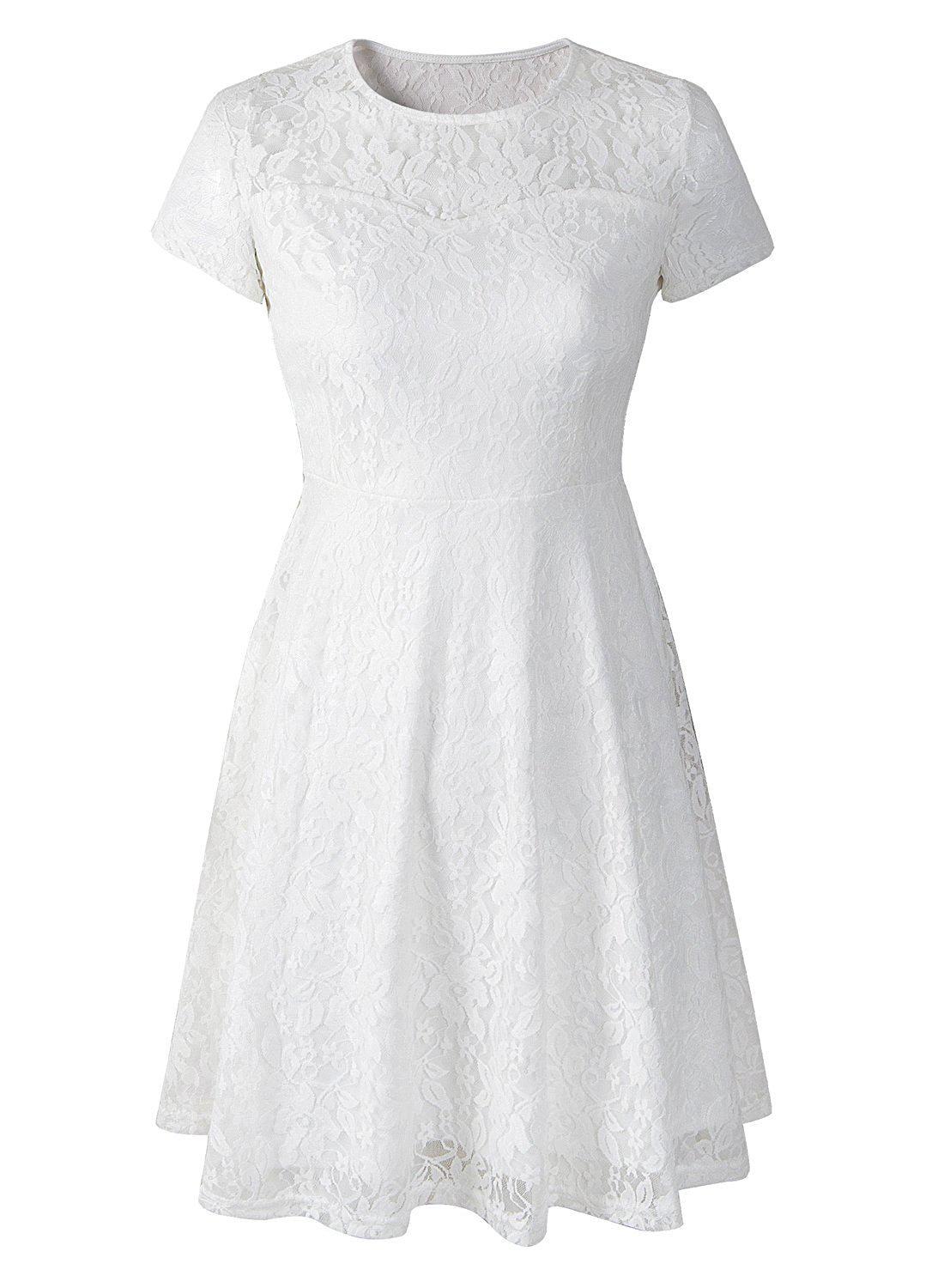 women s Solid Color Round Neck Short Sleeve Lace A‑Line Summer Mini Dress Plus Size S белый
women s Solid Color Round Neck Short Sleeve Lace A‑Line Summer Mini Dress Plus Size S белый