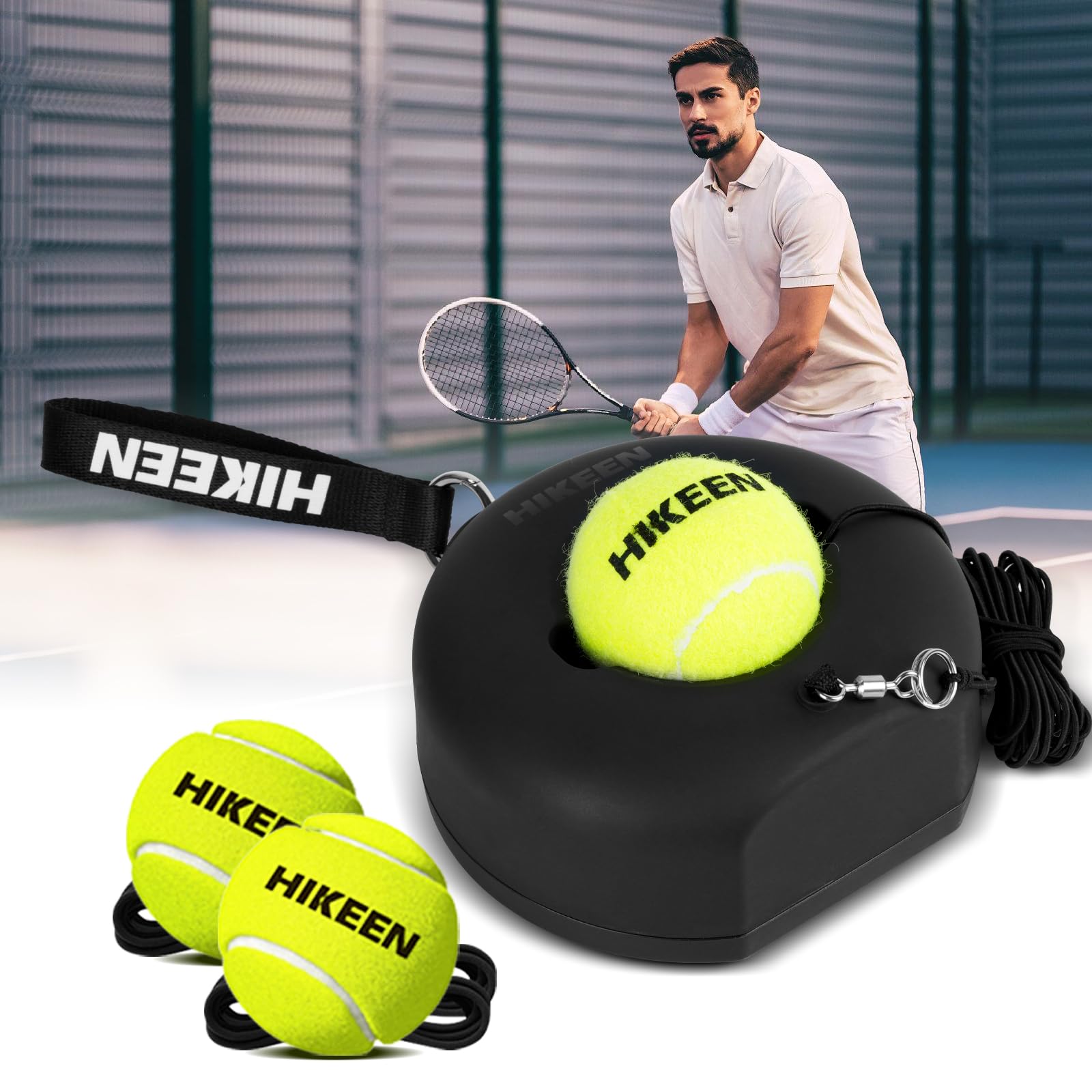 Hikeen Tennis Trainer with 3 Premium Tennis Balls Portable Training High Elastic String for Adults Kids Beginners Black чорний
Hikeen Tennis Trainer with 3 Premium Tennis Balls Portable Training High Elastic String for Adults Kids Beginners Black чорний